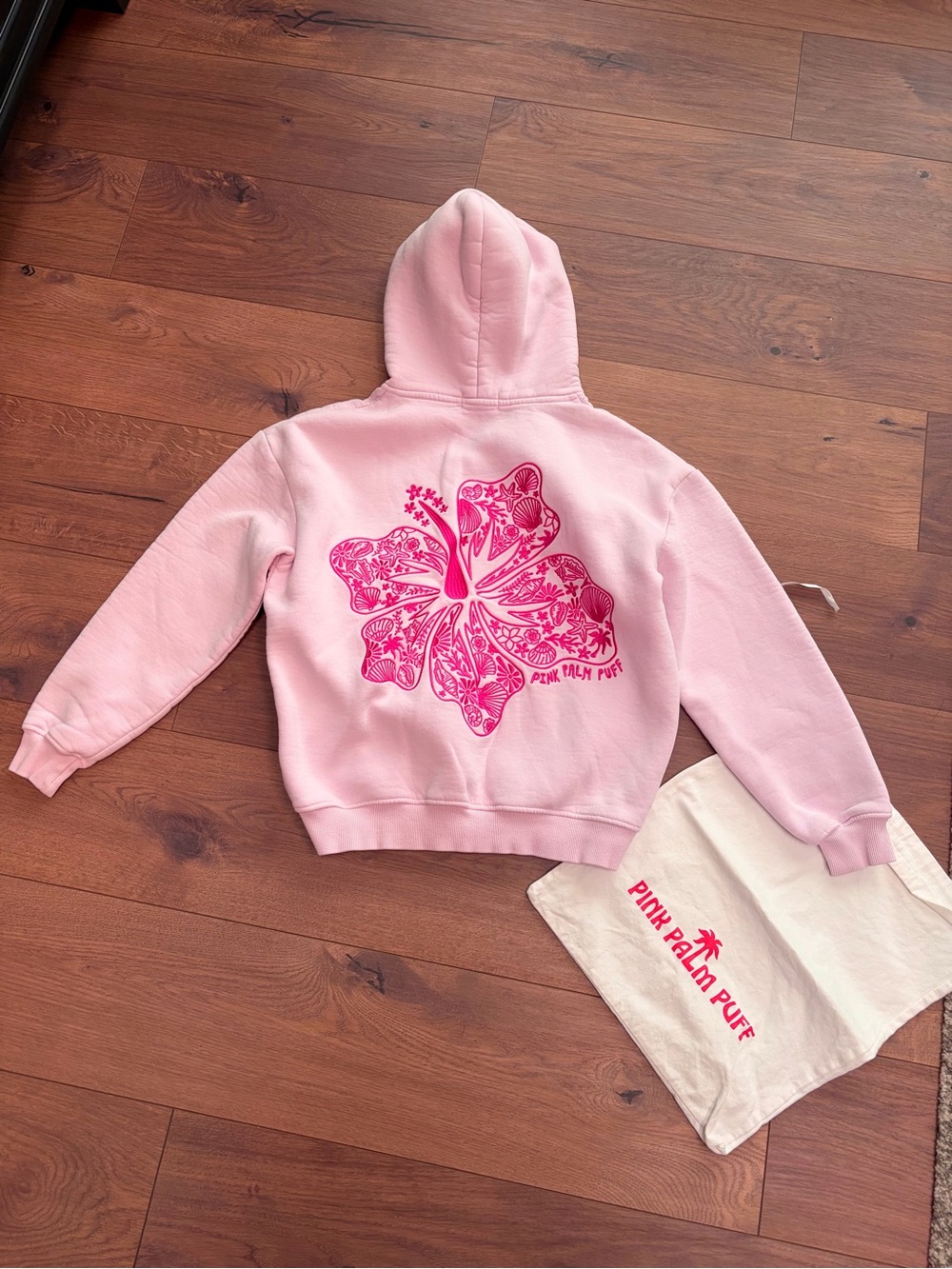 Pink Palm Puff 🌺 Light Pink Hoodie